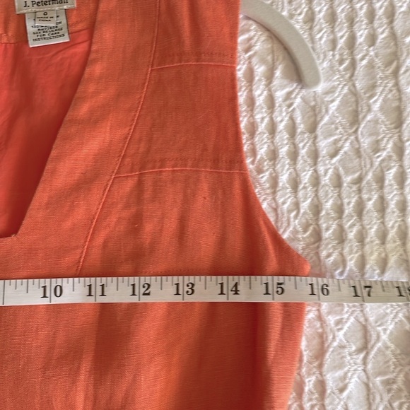 J. PETERMAN Linen Midi Dress Orange Sleeveless Retro Women's Sz 0 XS - Picture 12 of 15